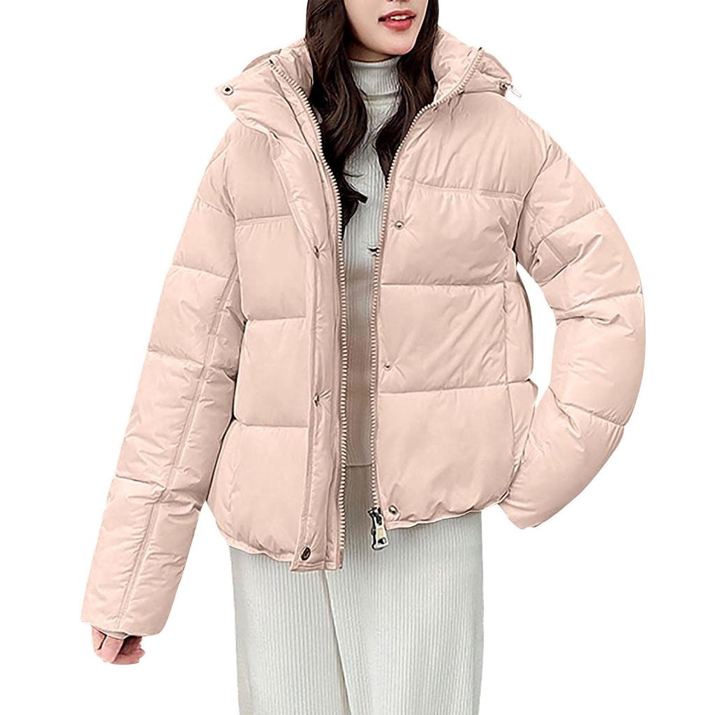 Ladies' Fashionable Solid Color Long Sleeved Loose Warm Hooded Jacket