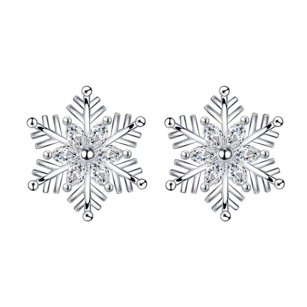 

Серьги-пусеты Снежинки из стерлингового серебра с бриллиантами огранки маркиз – Элегантная женская рождественская мода 925 Silver
