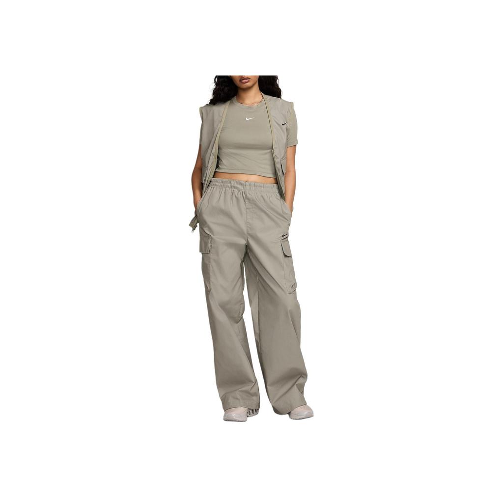 Nike Sportswear Everything Woven Loose Fit Solid Color Mid Rise Straight Leg Cargo Pants Women Pants Light-Army-Green FV7643-320