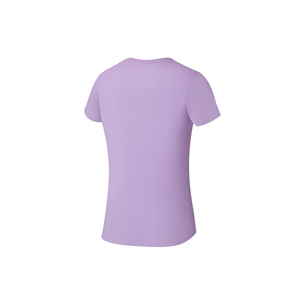 Li Ning Fitness Series Logo Letter Print Round Neck Pullover Short Sleeve T-Shirt Women T-Shirt Purple ATSS778-5