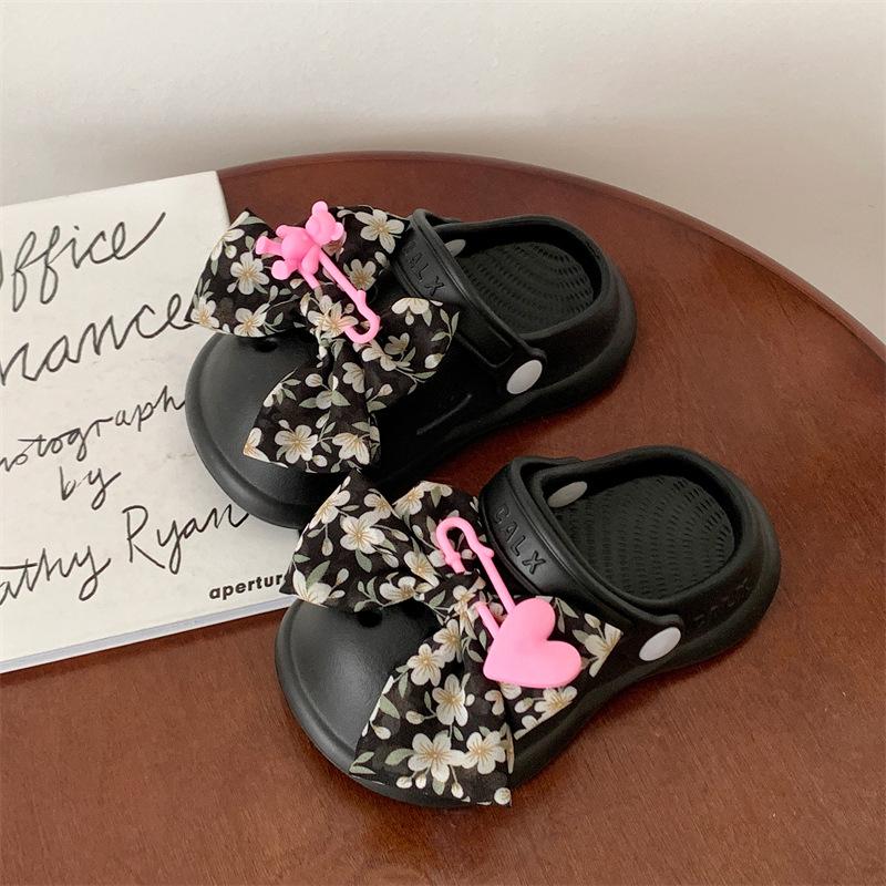 

Kid Home Slippers Cute Bow Hole Shoe Boy EVA Anti Slip Soft Sole Kid Shoe Indoor Waterproof Slides Girl 26-27