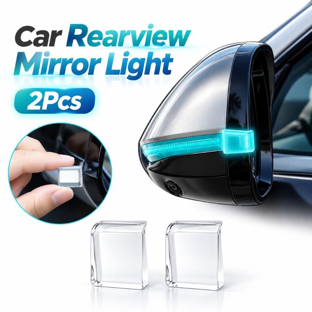 2PCS Universal Turn Signal Blinker Lamp Blue LED Car Rearview Mirror Light Auto Accessory