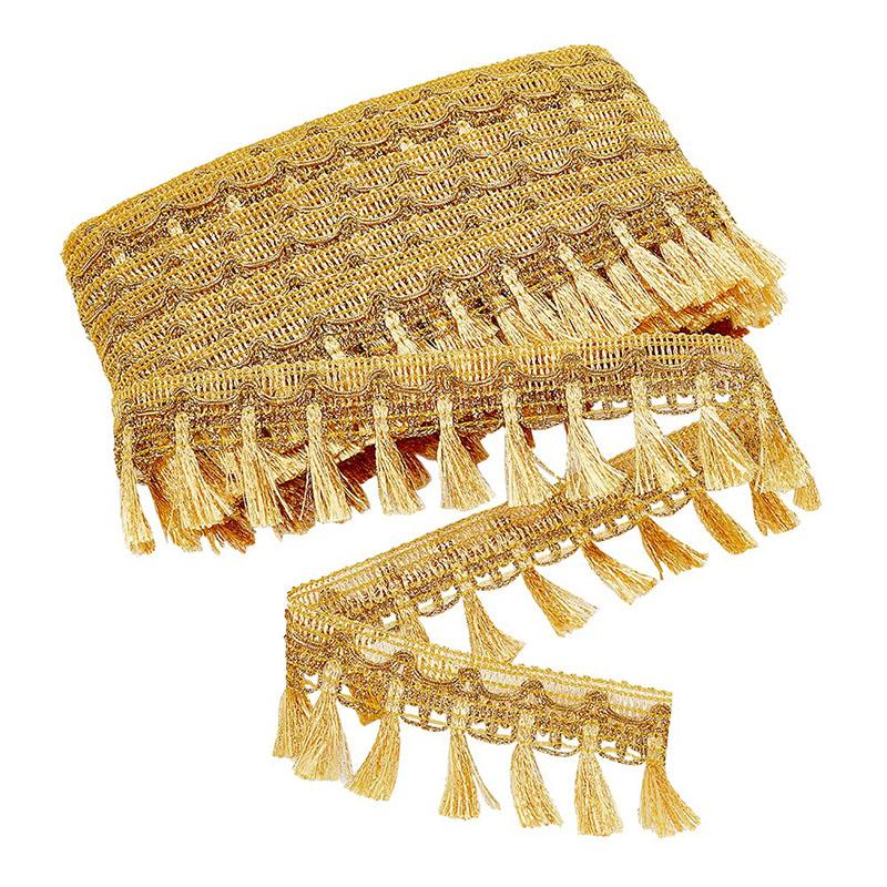 5 Yards Gold Silver Fringe Tassel Trim  Polyester Fibre Fringe Lace Trim Ribbon Crafting Lace Sewing Trim for Curtain Clothes Ho