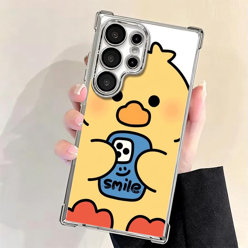 Cartoon Cute Duck Soft Phone Case For Samsung Galaxy S26 Ultra S25 Edge S24 FE S23 Plus S22 S21 + S20 Plating Anti-Fall Fundas