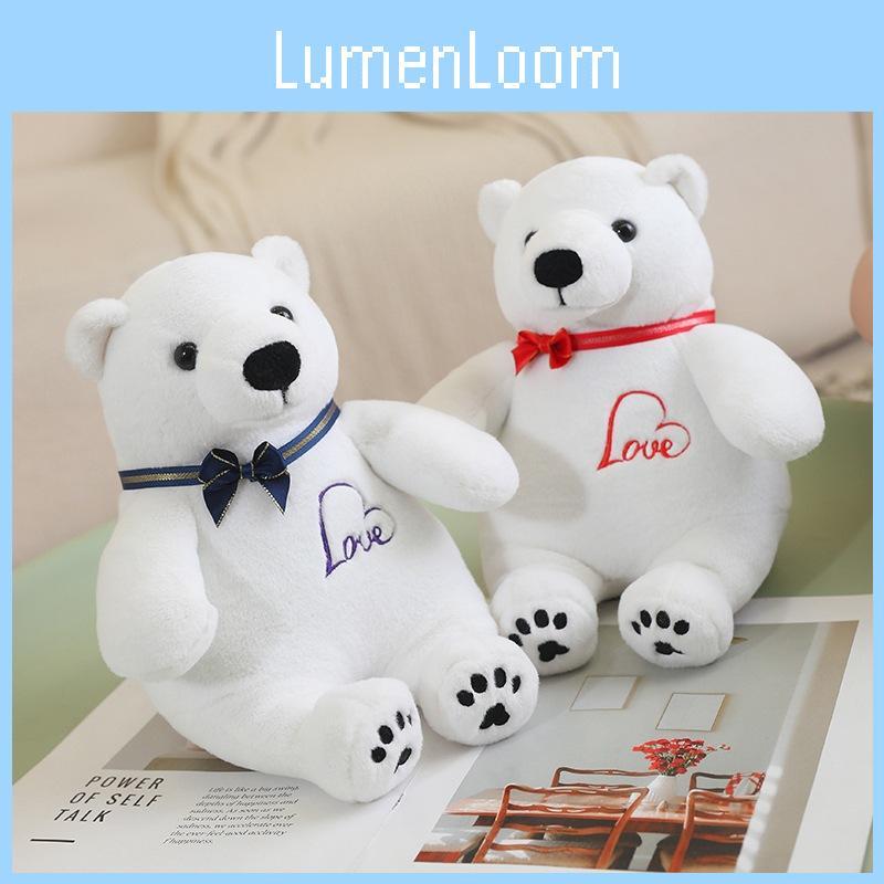 Bear White Bowtie Plush Toy Cartoon Animal Stuffed Doll Decoration Gift Kids