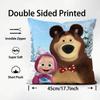 Cartoon M-Masha And The Bear Cushion Cover Premium Comfort Reversible Pillow Cove -Two In One Design For Any Room & Car Interior