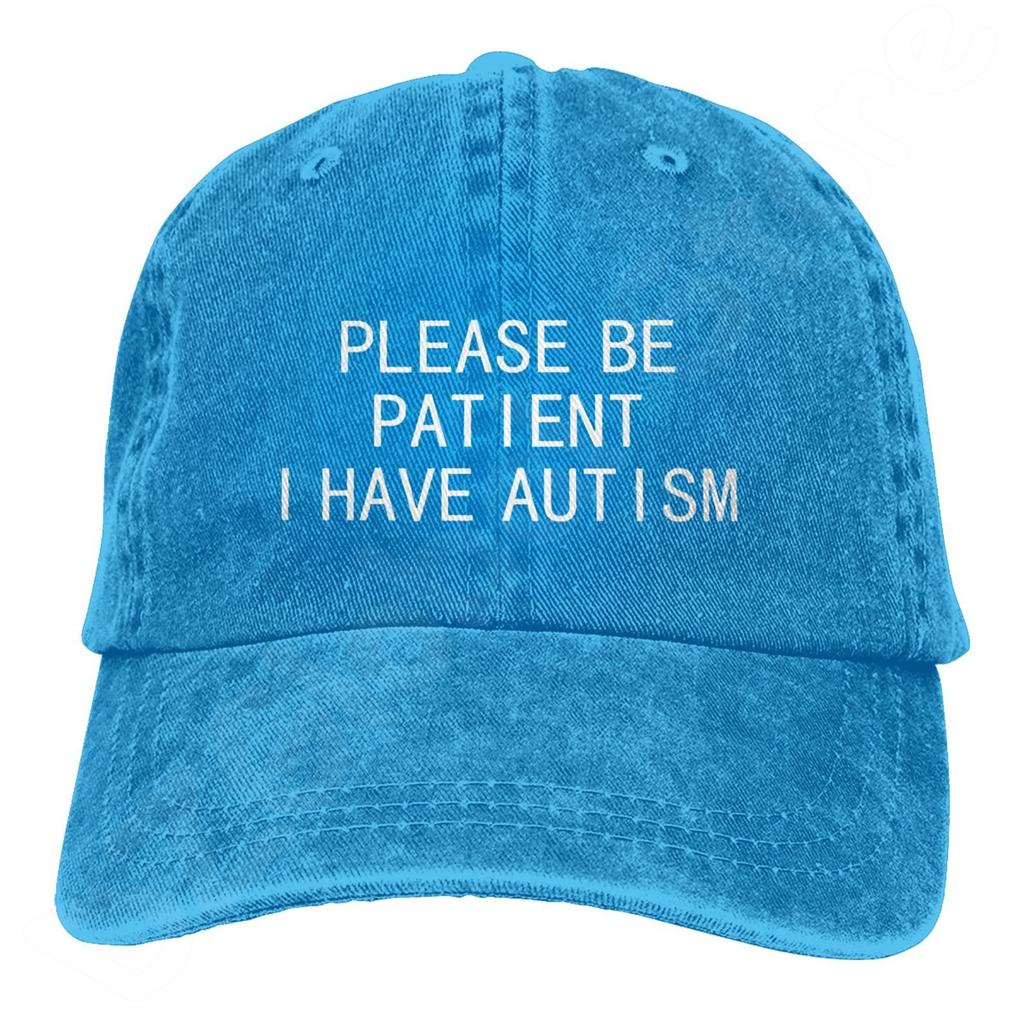 Please Be Patient I Have Autism Letter Casual Washed Cotton Baseball Cap Men Solid Denim Dad Hat Visor Outdoor Trucker Caps