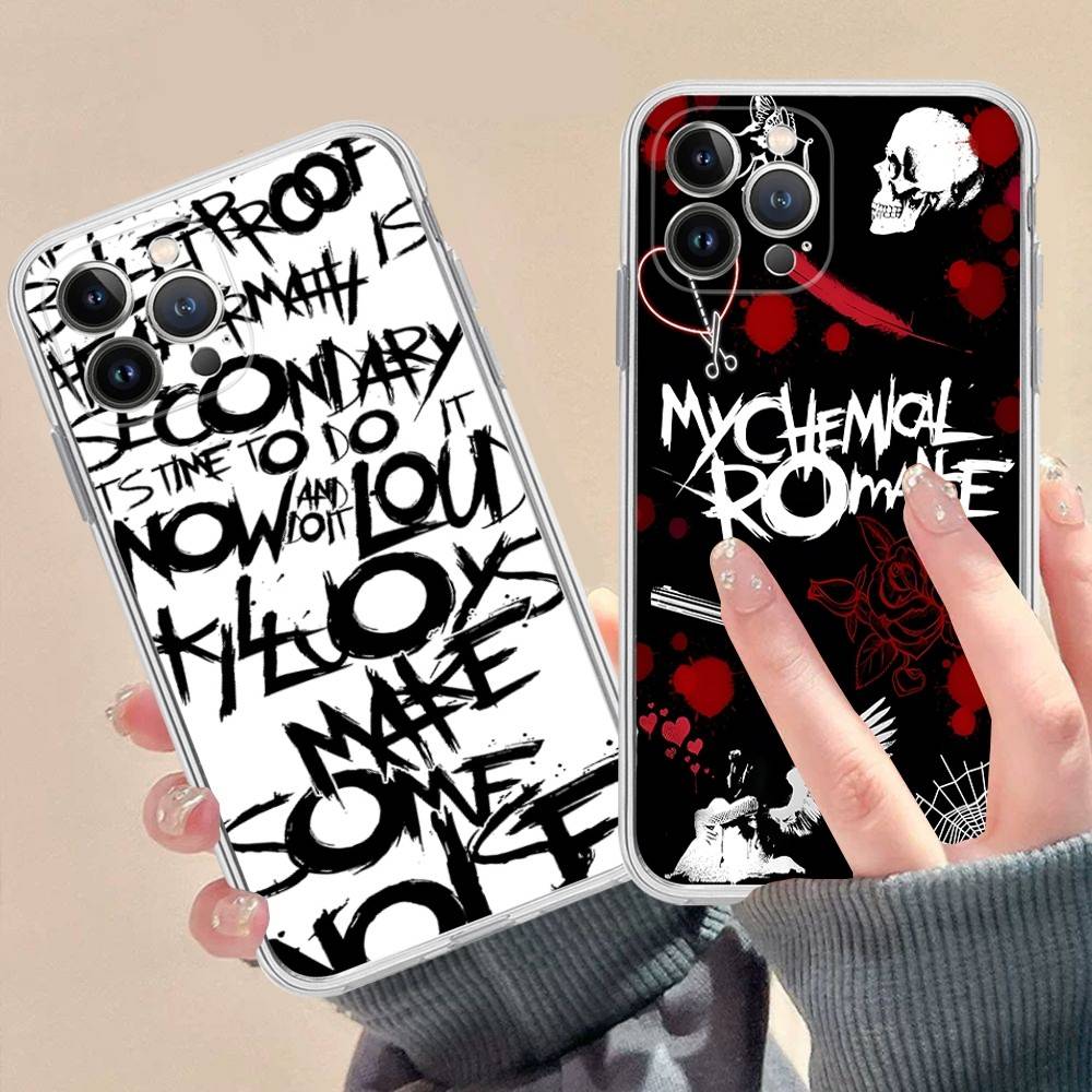 My C-Chemical R-Romance Band Transparent Phone Case For iPhone 16 15 14 13 12 11 Pro Max Plus Soft Cover