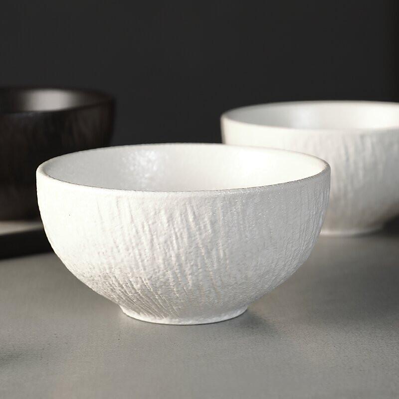 Rock Patterned Frosted Ceramic Tableware, Soup Bowls, Dessert Plates, Household Rice Bowls, Solid Color Threaded Salad Bowls