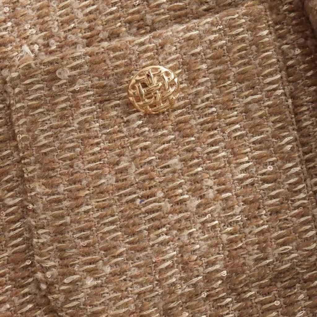 Autumn European & American Women's Coarse Knit Solid Color Casual Short Jacket