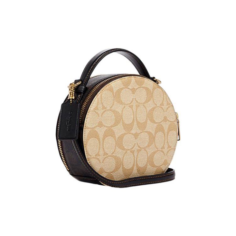 Coach Canteen Series Classic Double Zipper Closure Letter Print Faux Leather Crossbody Bag Women bags Khaki CC729-IMUOH