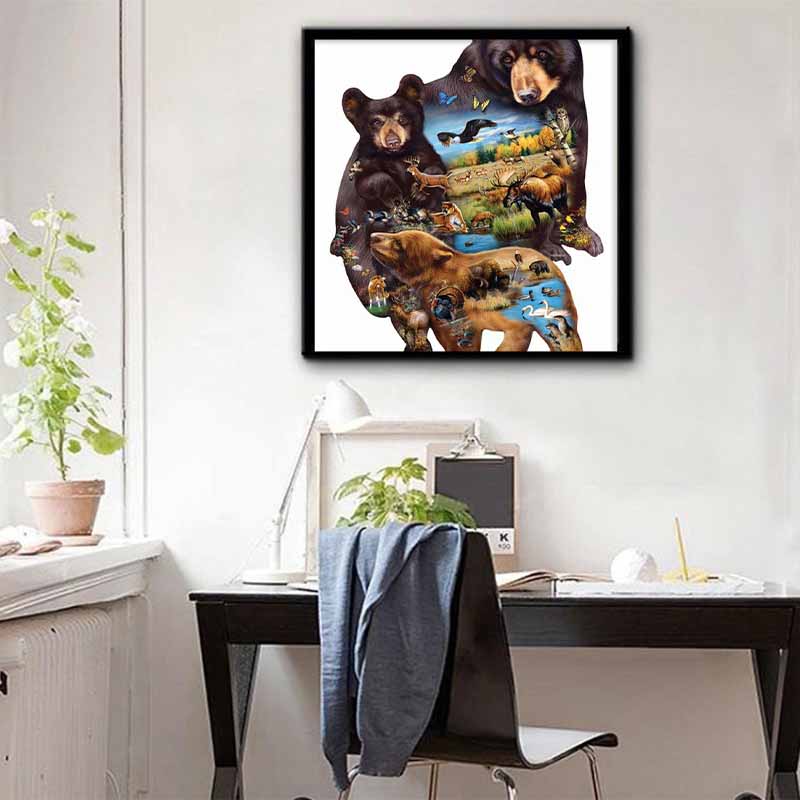 New Arrival 5D DIY Full Circle Diamond Painting "Bear" Embroidery Cross Stitch Home Decor Gift