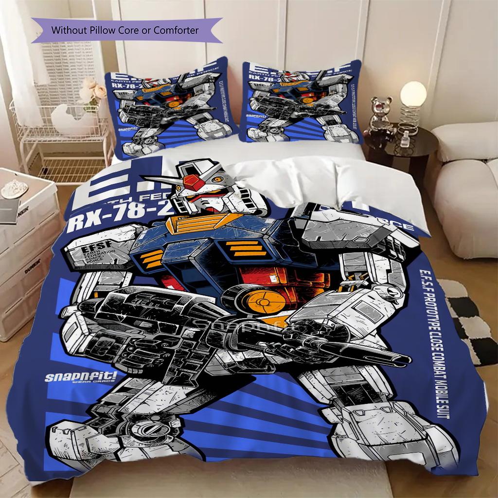 Gundam Robot Print Soft Comfortable Duvet Cover, Children's Bedding Set Gift, Extra Large Size, Various Sizes Available LXR101