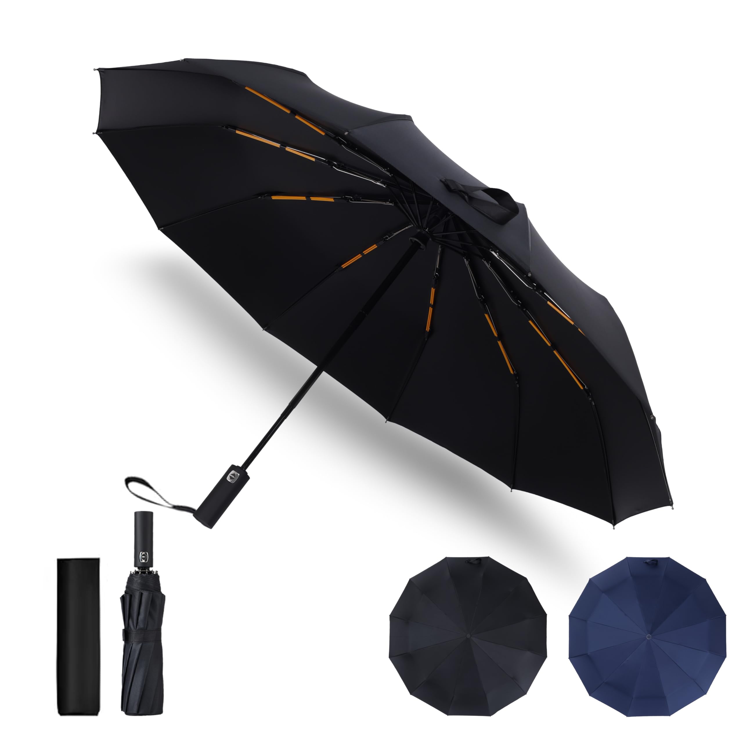 

усиленная конструкция Экстра сделано Складной автоматическое открытие и очень большой складной Тефлон складной высокопрочный УФ [большой 24-спицевый, Япония] чёрный