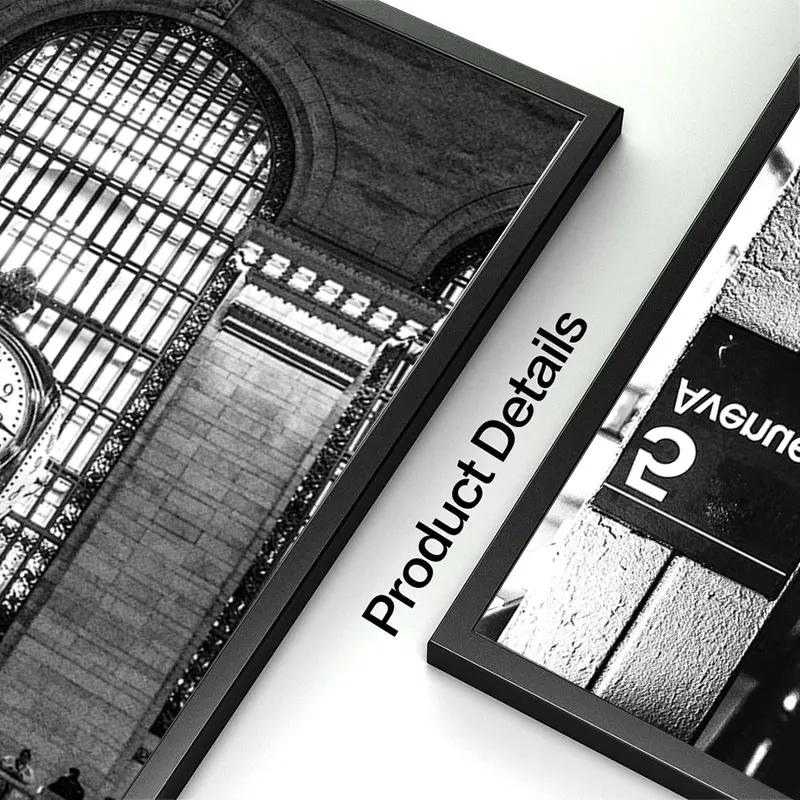 New York Picture Black and White Wall Art for Living Room Decorative Painting Canvas Poster Street Sign Building  Wall Decor