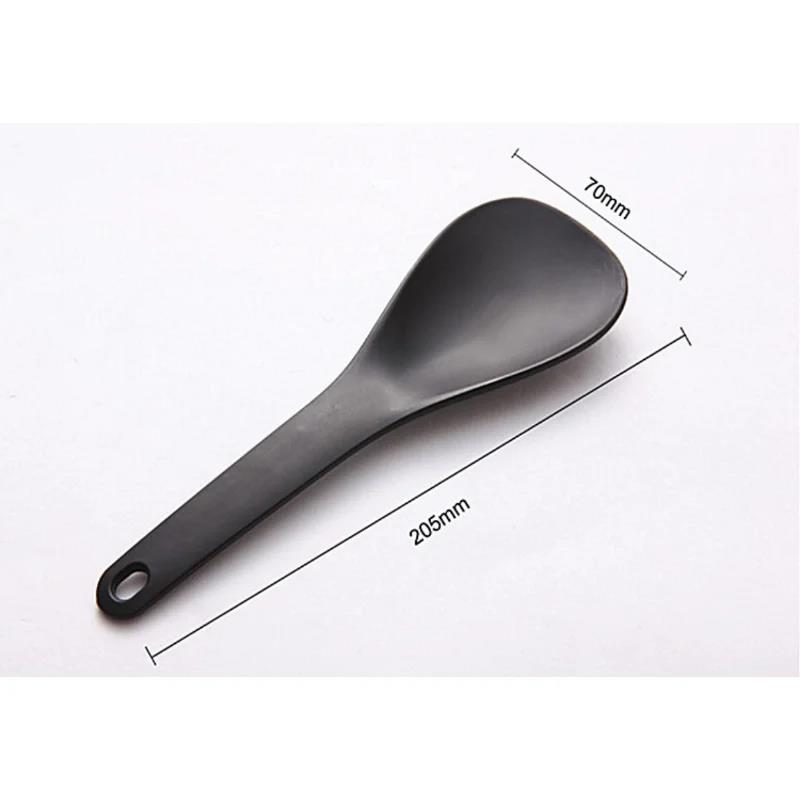 Plastic Non-Stick Rice Spoon Long Cooking Rice Spatula Scoop Black White Hangable Soup Spoon Kitchen Utensil Tableware4