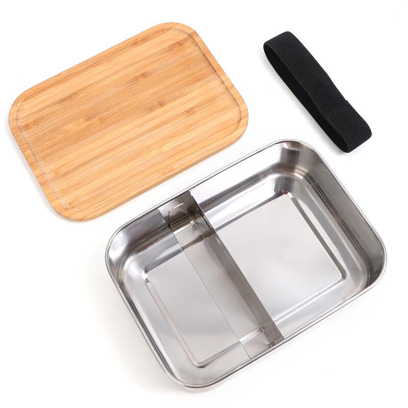 ZISIZ 304 Stainless Steel Lunch Box with Bamboo Lid