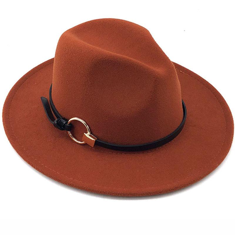 Einfache Wolle Frauen Outback Fedora Hut Für Winter Herbst ElegantLady Floppy Cloche Breite Krempe Jazz Caps Größe 56-60CM