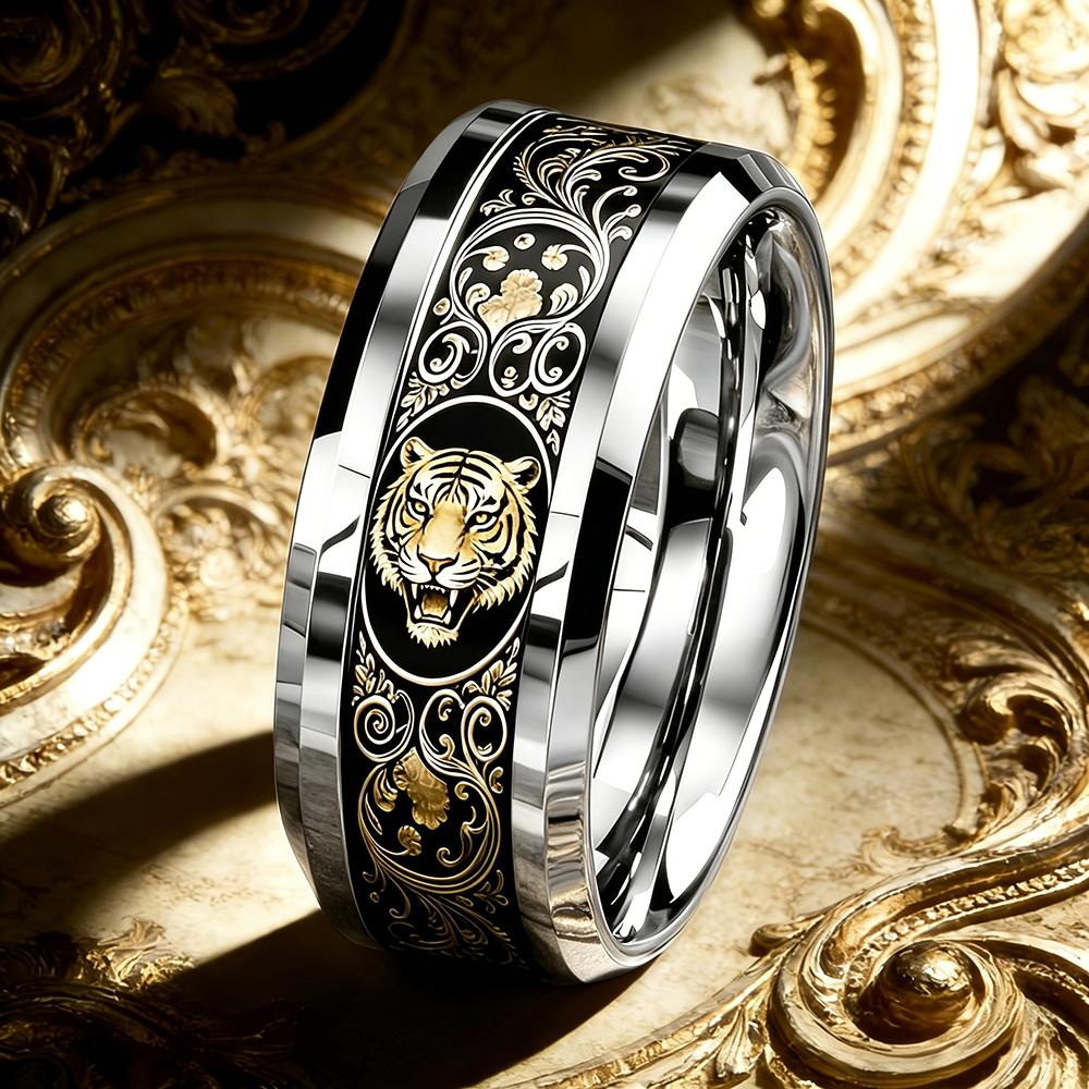 Vintage Barockstil Majestätischer Löwenkopf Ring Gothic Punk Edelstahlringe Für Männer Frauen Rock Biker Totem Schmuck Geschenke 13 white