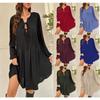 Loose Plus Size Solid V Neck Long Sleeve Casual Dress