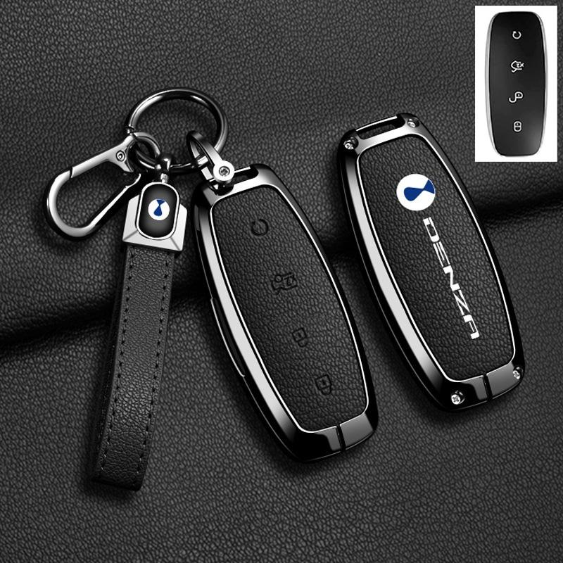 Car Key Cover Case For Denza N7 N8 N9 Z9Gt Zinc Alloy Leather Remote Control Protector Holder Shell Keychain Auto Accessories