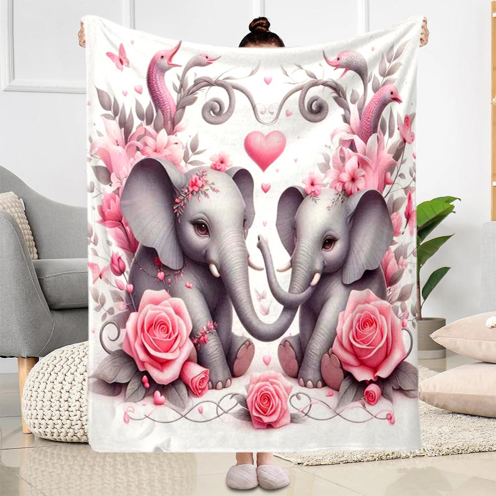 Colorful Elephant Garden Blanket Suitable for Offices, Travel, Living Rooms Also a Good Gift for Friends and Family Suitable for All Seasons.