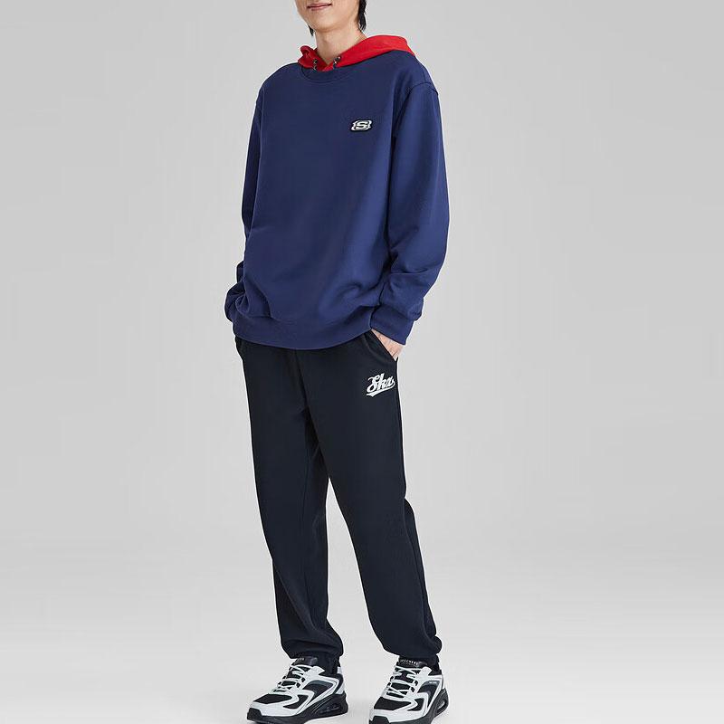 Skechers Solid Knit Crew Neck Sweatshirt Men Tops Navy-Blue L423M076-00DU