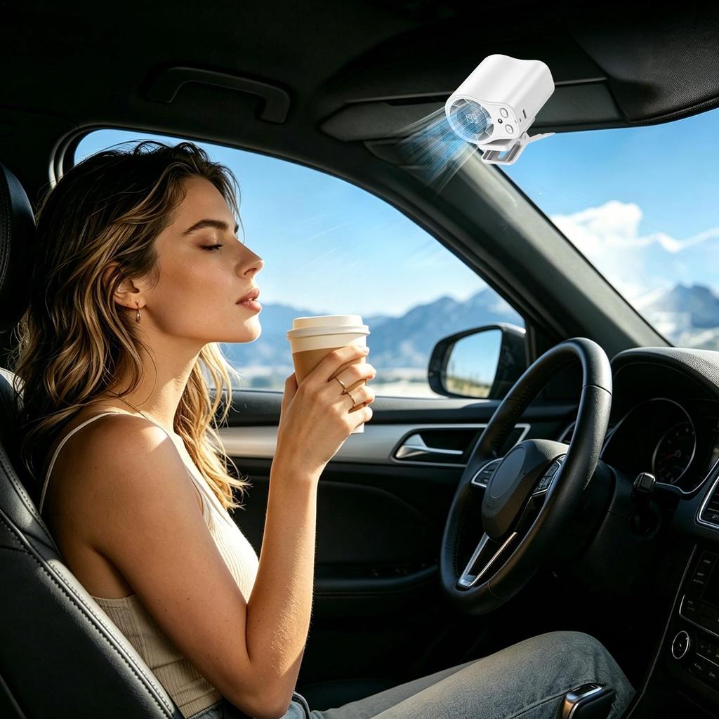 Portable Car Clip Fan 360 Degree Rotatable 100 Speed Wind USB Rechargeable Electric Fan Low Noise Mini Fan Clamp Anywhere