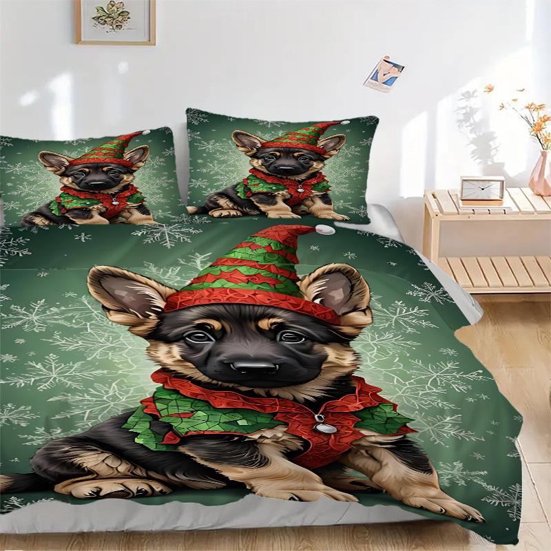 

3pcs Christmas Puppy Duvet Cover Set - Includes 1 Duvet Cover and 2 Pillowcases, No Quilt Core, All-Season Home Decor yy251111091 135x200cm