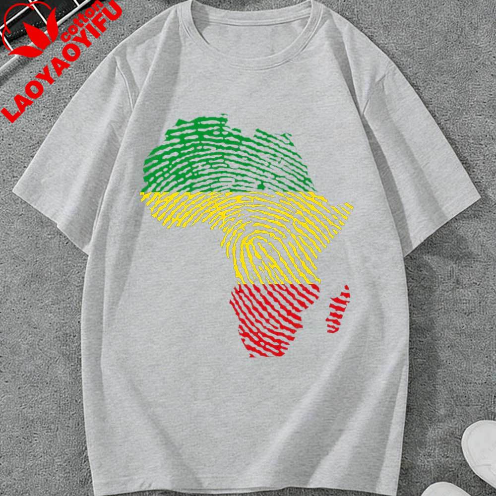 Juneteenth Africa Map Fingerprint TShirt for Unisex Women African American Pride Rasta Color Graphic Tee Casual Cotton Tops Gift