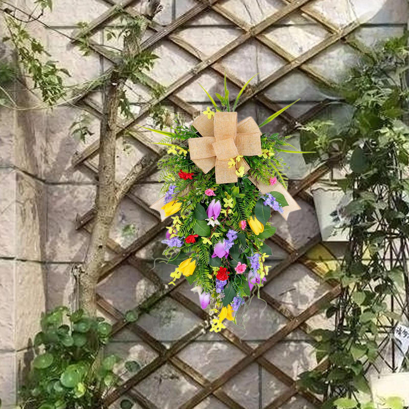 

Свадебные тюльпаны Swag Дверной венок Искусственный забор Цветы Гирлянда для годовщины квартиры Yellow Purple