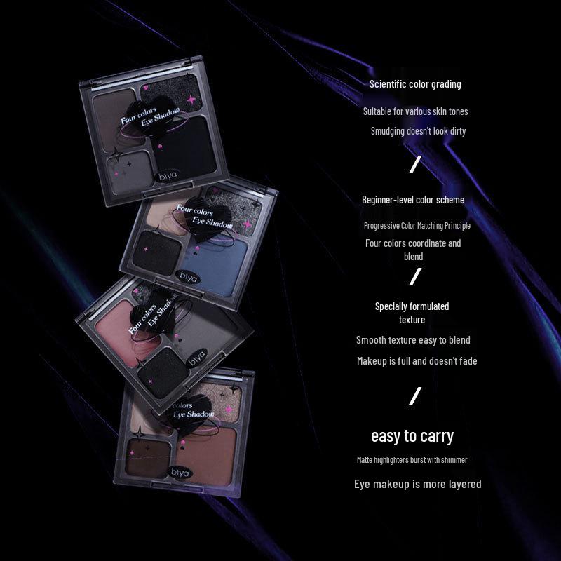 Biya Smoky Glam Eyeshadow Quad - Matte & Shimmer Palette