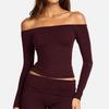 Women S Off Shoulder Long Sleeve Tight Yoga Training T Shirt