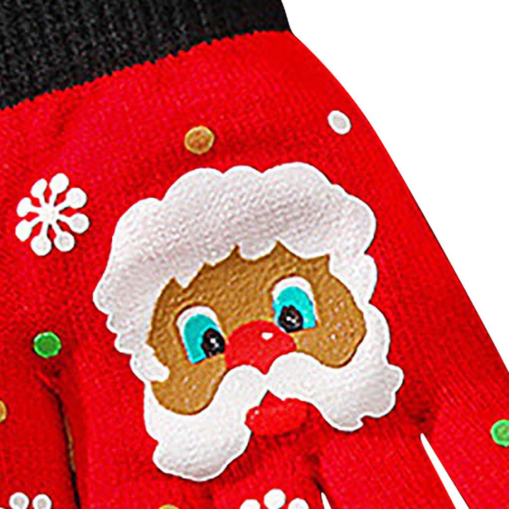 Ladies Adult Brushed Thicken Warm Cartoon Woolen Knitted Christmas Fawn Gloves