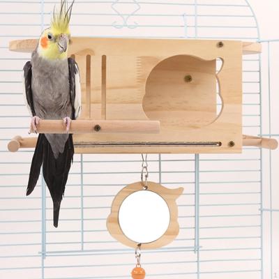Casa de Pájaros Colgante Nido de Periquito de Madera Perchas Accesorio para Mascotas Pájaro Acogedor para Jaula