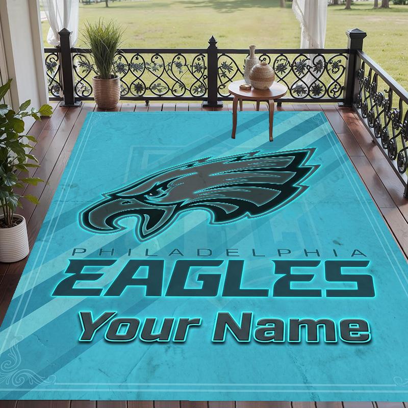 Custom Text Printed Rug Philadelphia Eagles Non Slip Floor Carpet For Home Room Decor