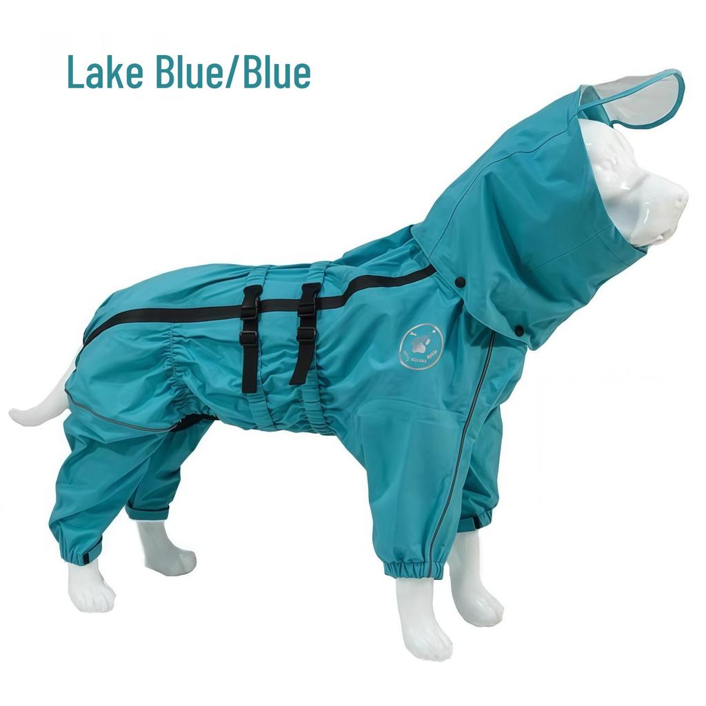 Adjustable Full Coverage Raincoat for Medium to Large Dogs: Golden Retriever, Labrador, German Shepherd - Sealed Seam, Four-Leg Design