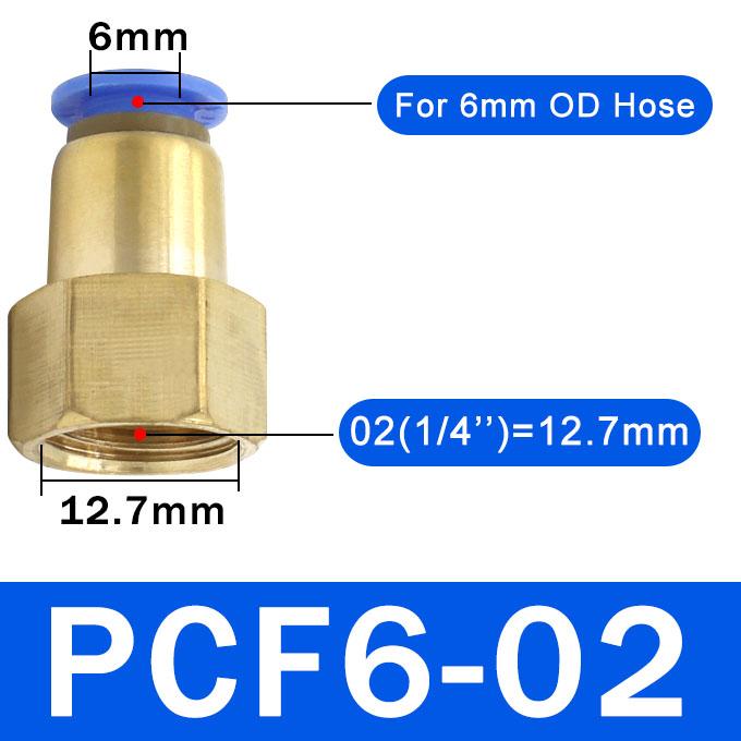 10PCS PCF Pneumatic Air Connector 4 6 8 10 12mm Hose Tube 1/8" 3/8" 1/2" 1/4" BSP Female Thread Brass Quick Pipe Joint Fitting PCV Valves 1