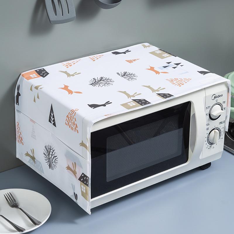 Cartoon Microwave Oven Dust Cover with Hanging Storage Bag