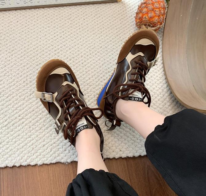 

Fashion British Fashion Shoes Students Vulcanized Shoes Casual Sports Flat Shoes Women s Leather Retro Training Footwear Tennis Sneakers 36 шоколадный