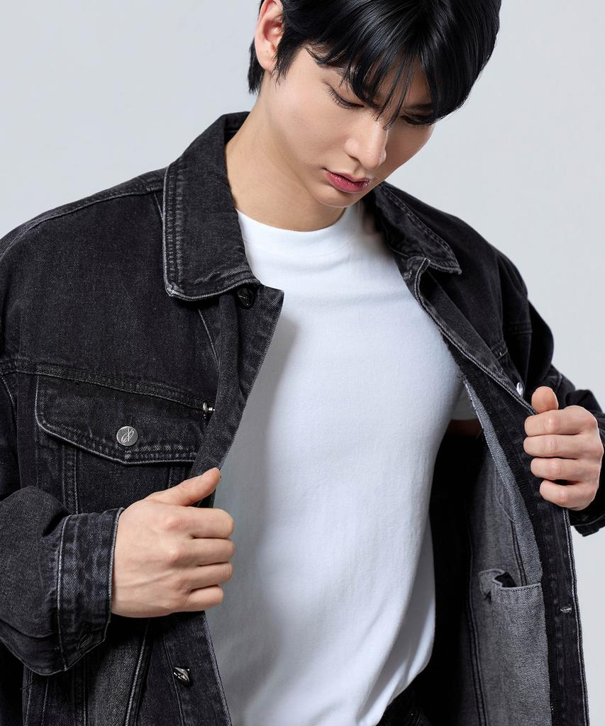 Physical Garments P2603 Washed Black Oversized Denim Jacket [Dark Denim]