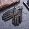 Goatskin Men'S Gloves, Warm In Autumn And Winter, Piled And Thickened, Windproof, Imitation Deerskin Pattern, Sheepskin, Driving Riding Motorcycles