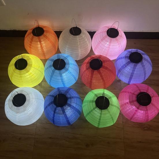 25/30CM Skládací solární lucerna s držadlem IP44 Vodotěsná Venkovní zahradní závěsná Čínská tradiční dekorativní LED látková lucerna