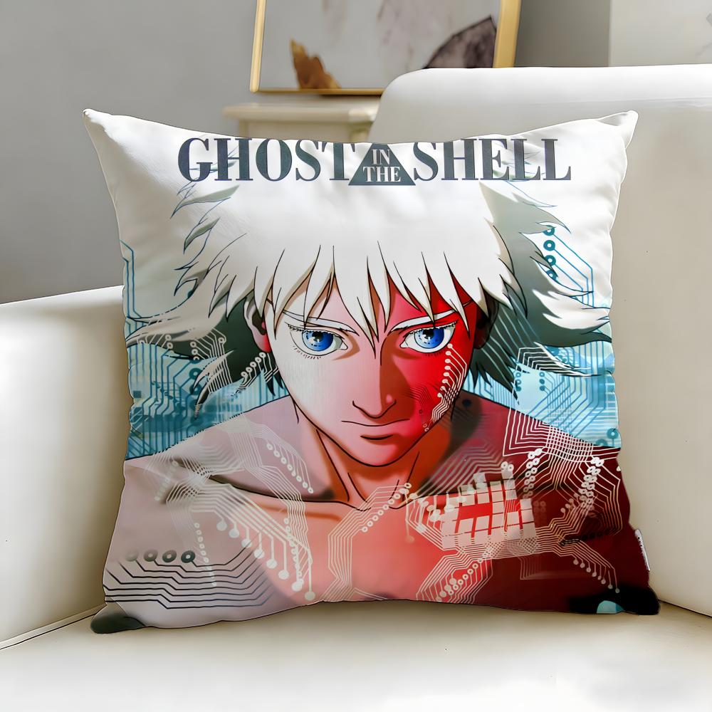 classic anime Ghost in the Shell Cushion Cover Soft & Easy-Wash Pillow Case – Versatile for Couch, Bed, Travel and Office