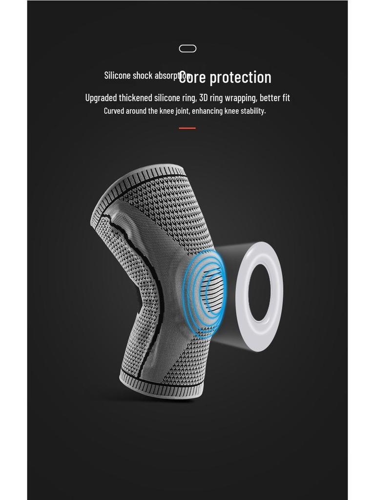 Breathable Silicone Spring Compression Knee Pad for Outdoor Sports: Hiking, Running, Basketball, Cycling - Anti-slip & Knitted Design