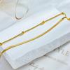 Fashion Minimalist Versatile Layered Double Chain Round Bead Gold Anklet