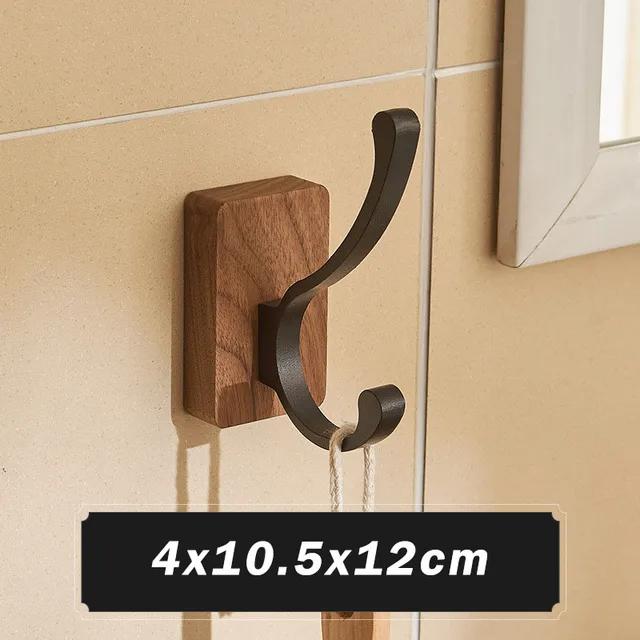New Simple Solid Wood Hook Walnut Hanging Hanger Bathroom Wall Hook Bedroom Coat Storage Rack Home Towel Key Decoration Hook