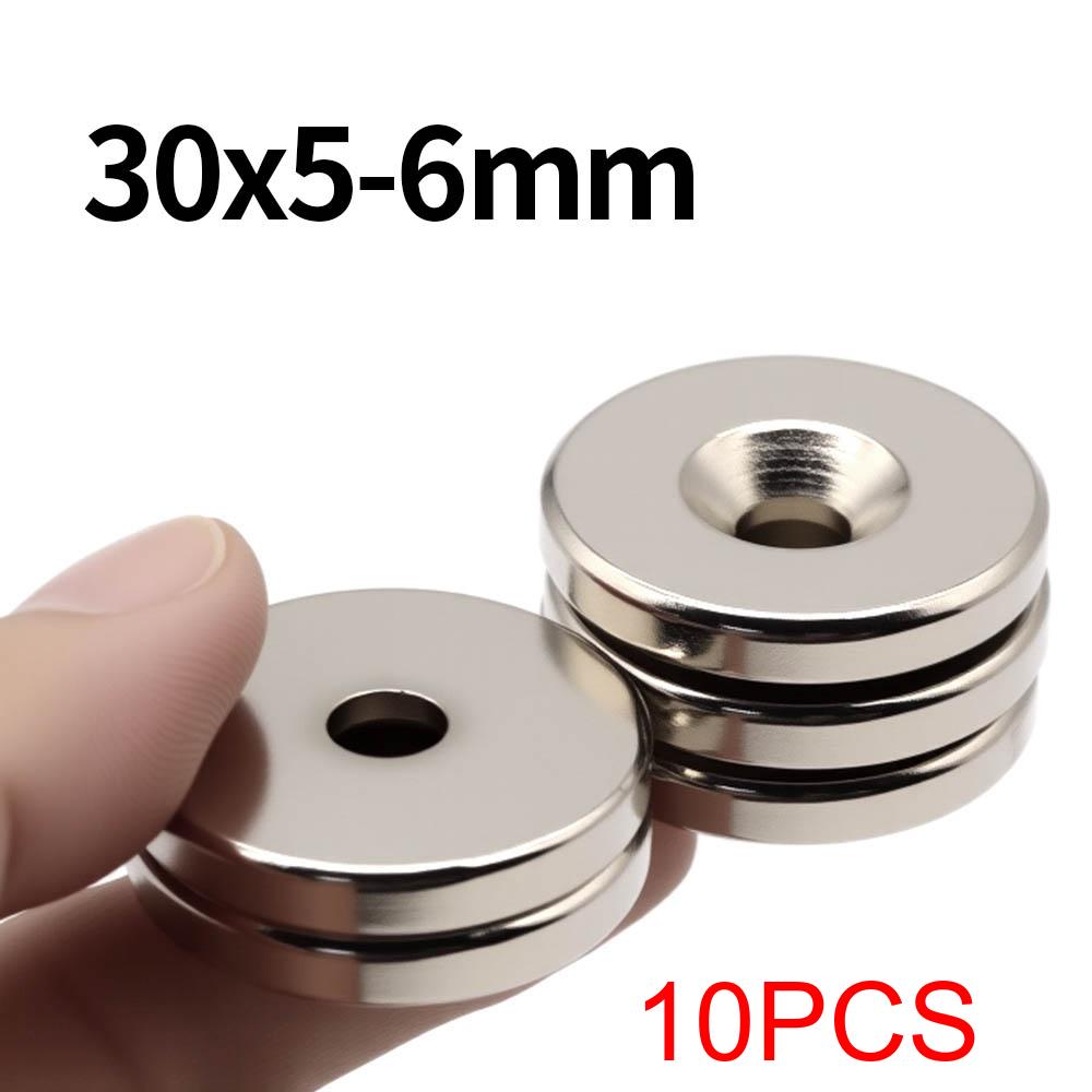 30x5-6mm Super Strong Neodymium Magnet  N35 NdfeB Permanent Magnetic imanes Round with holes Powerful Magnets Refrigerator