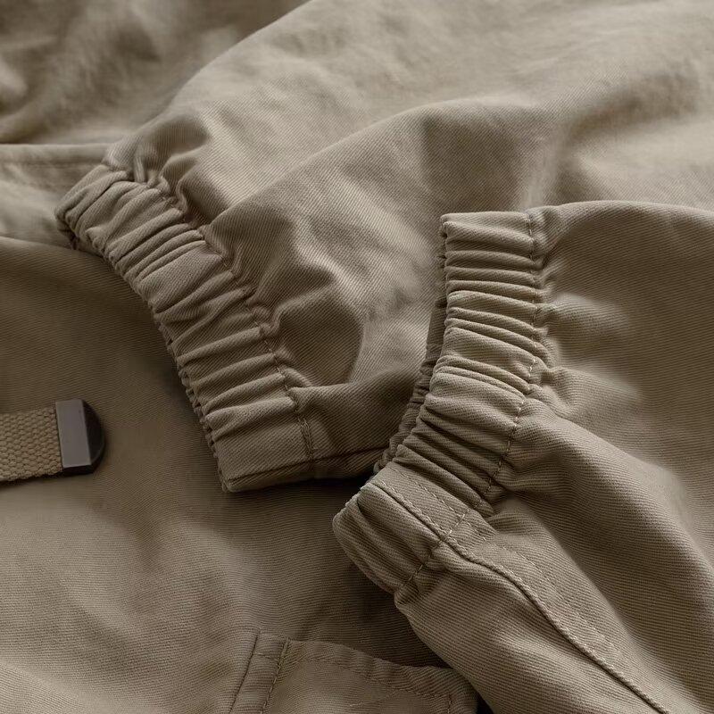 Men'S Summer Cargo Trousers Large Pocket Casual Work Pants Fashion Soild Long Sweatpants Outdoor Streetwear Loose Male Slacks