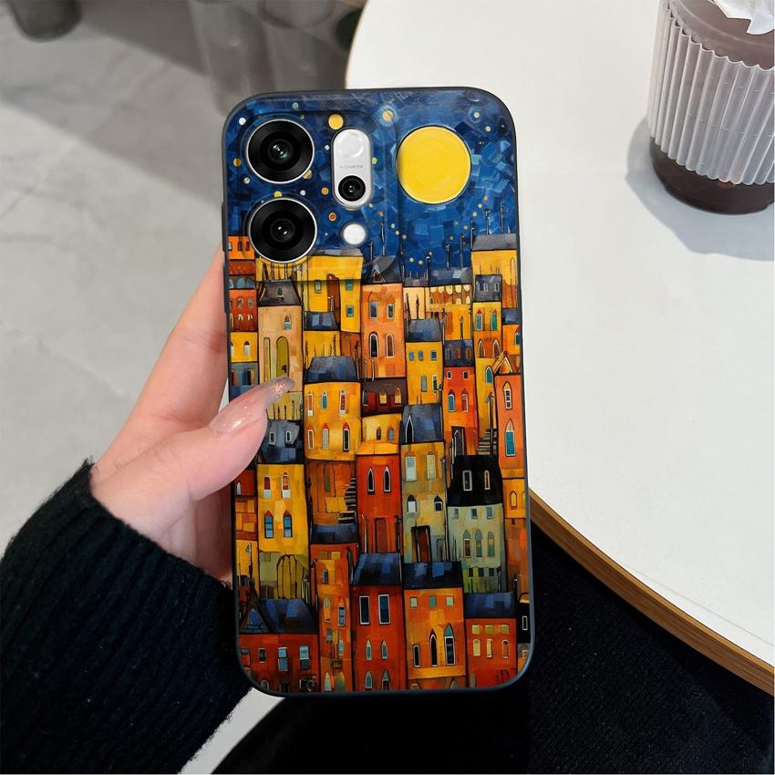 For Oppo Reno14 Pro 14F A5 A5X K13 Phone Cases Table Cartoon Cat Pattern Phone Case Camera Protection Shockproof Silicone Covers For Oppo Bumper Shell